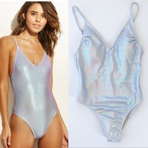 Metallic Silver One Piece Swimsuit Bathingsuit Bathing Suit Medium Xhilaration